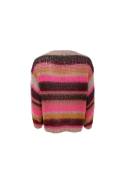 Hot Black Colour Bcadria Multi Striped Jumper 1223 Berry