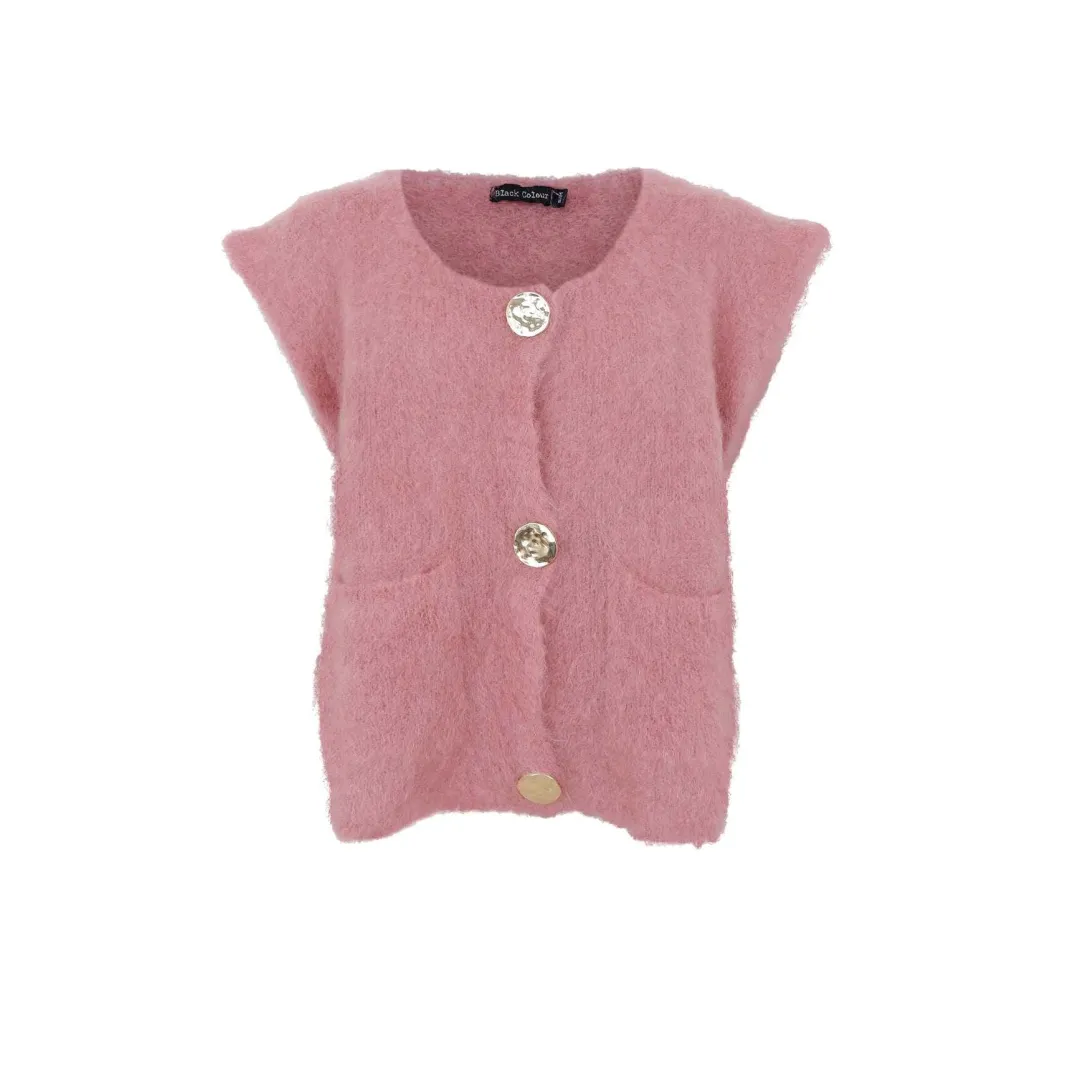 Best Black Colour Bcbjoerk Knitted Button Vest 1217 Winter Rose