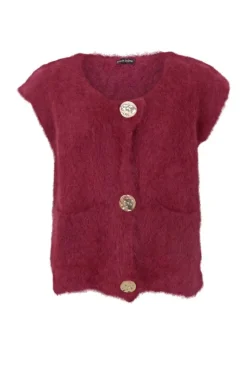 Online Black Colour Bcbjoerk Knitted Button Vest 1217 Plum