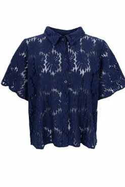 Sale Black Colour Bccosmos Ss Flower Shirt 40889 Navy