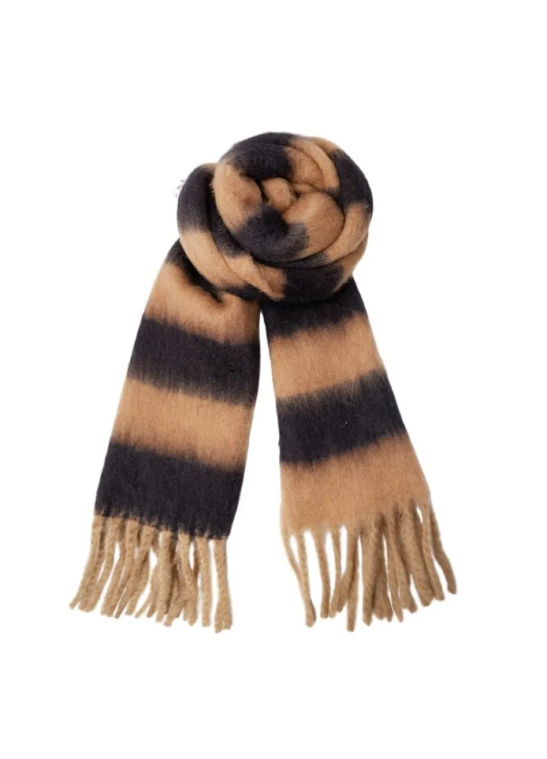 Sale Black Colour Bcdash Striped Winter Scarf 208415 Black/Latte
