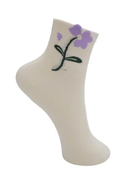 Best Black Colour Bcdeena Flower Sock 4365 Off White