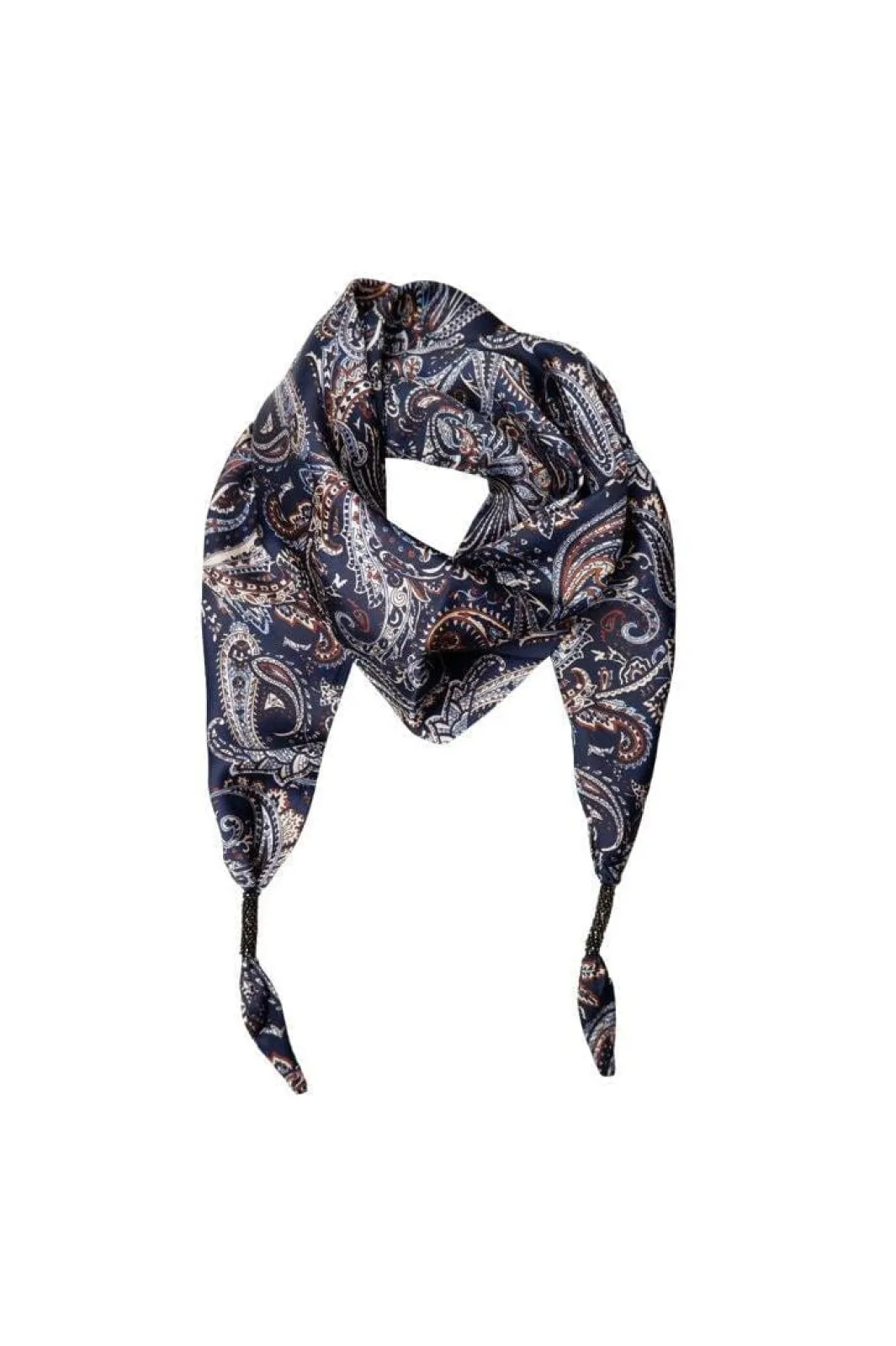 Discount Black Colour Bcfenella Mini Scarf Double Layer 3649 Navy Paisley