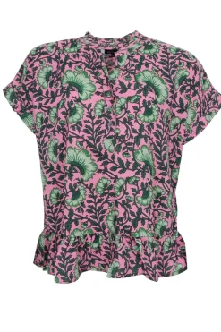 Online Black Colour Bcflora Ruffle S/S Blouse 39809 Pink Dahlia