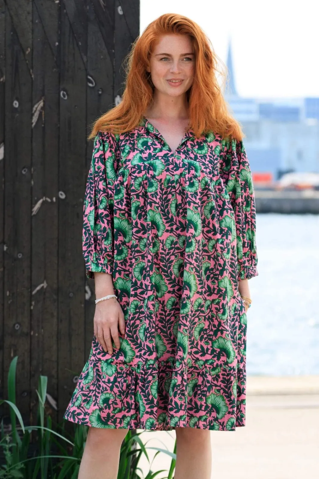 Outlet Black Colour Bcflora Short Puff Sleeve Dress 39811 Pink Dahlia