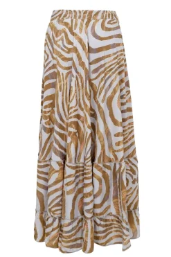 Hot Black Colour Bcluna Maxi Frill Skirt 39133 Blue Zebra