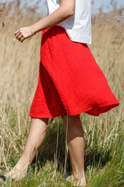 Outlet Black Colour Bcmelina Short Linen Skirt 40910 Red