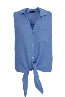 New Black Colour Bcmelina Sleeveless Tie Shirt 40911 Sky Blue
