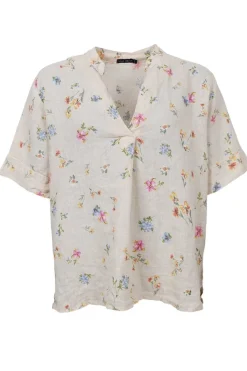 Best Black Colour Bcmelina Ss Linen Blouse 40842 Flower