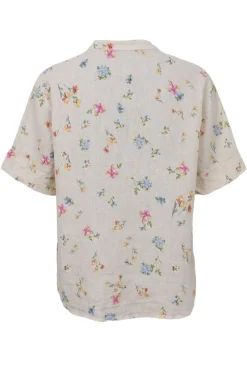 Best Black Colour Bcmelina Ss Linen Blouse 40842 Flower
