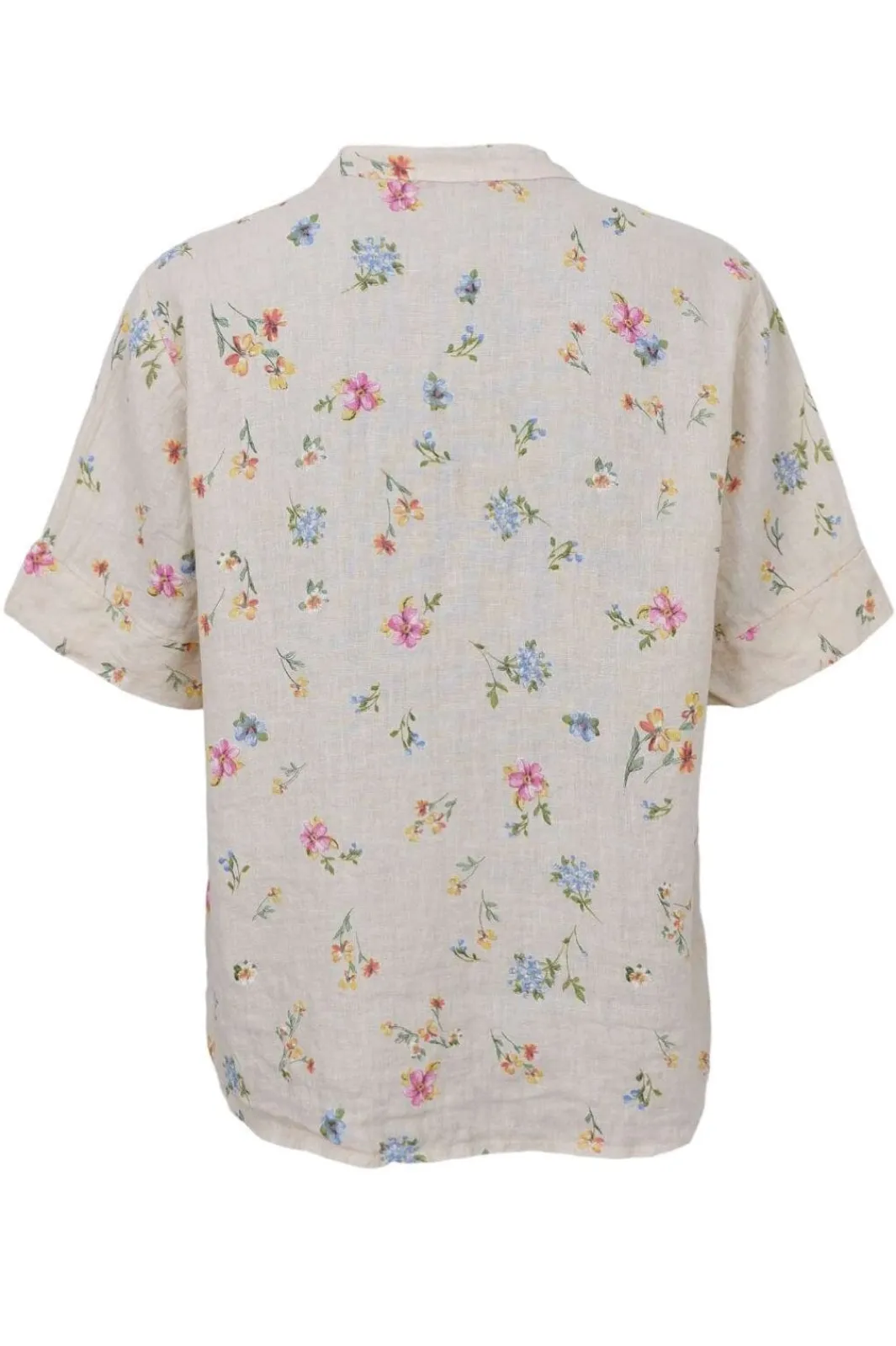 Best Black Colour Bcmelina Ss Linen Blouse 40842 Flower