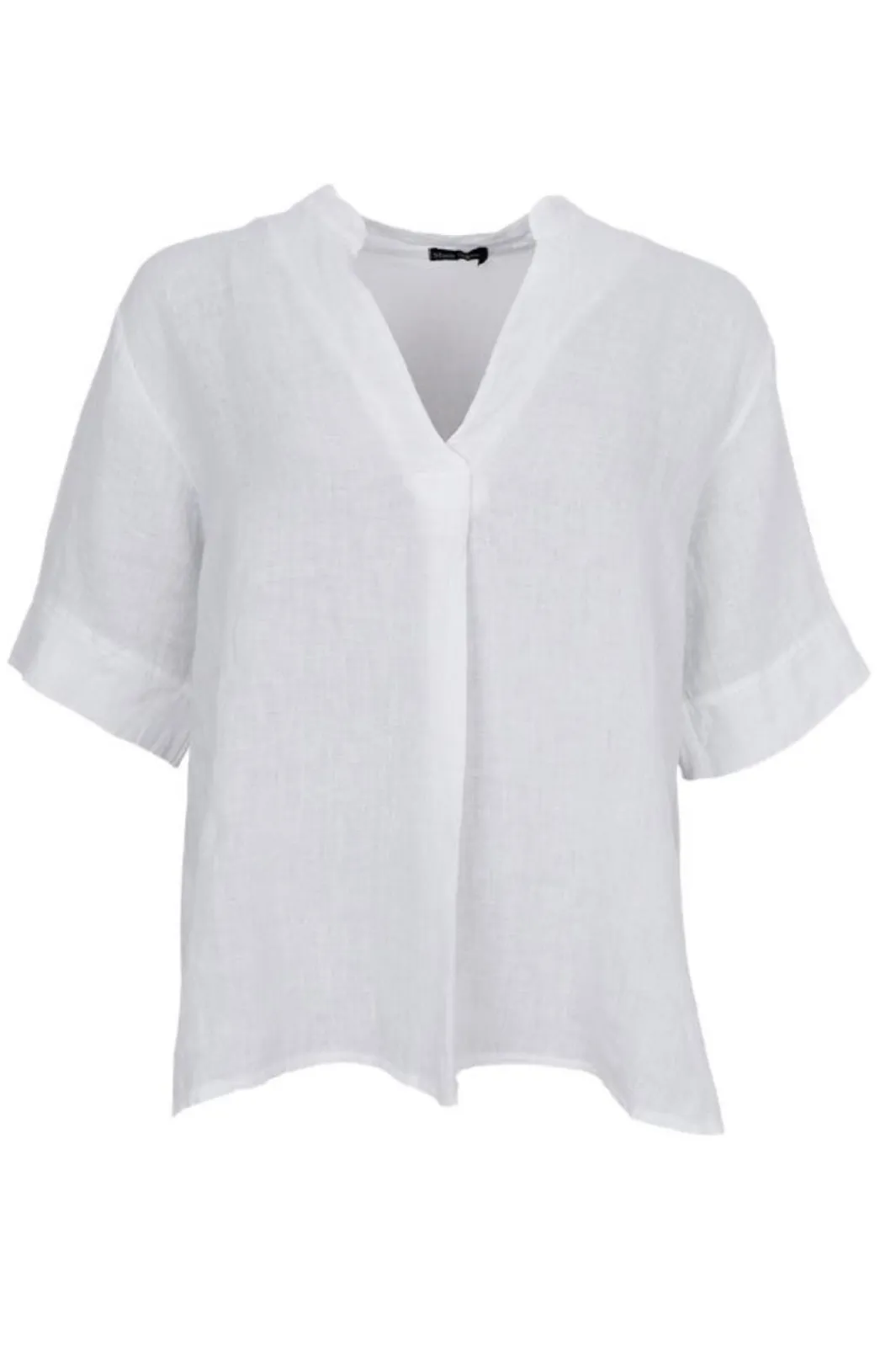Clearance Black Colour Bcmelina Ss Linen Blouse 40842 White