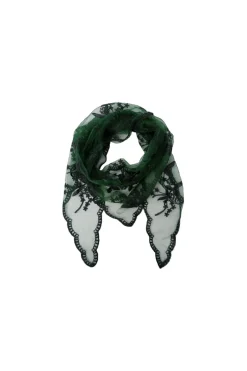 Best Black Colour Bcmiriana Triangle Lace Scarf 3643 Bottle Green