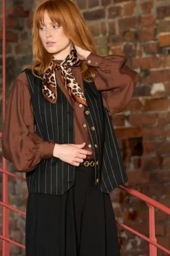 Hot Black Colour Bcnira Mini Scarf W. Golden Ring 3638 Leo