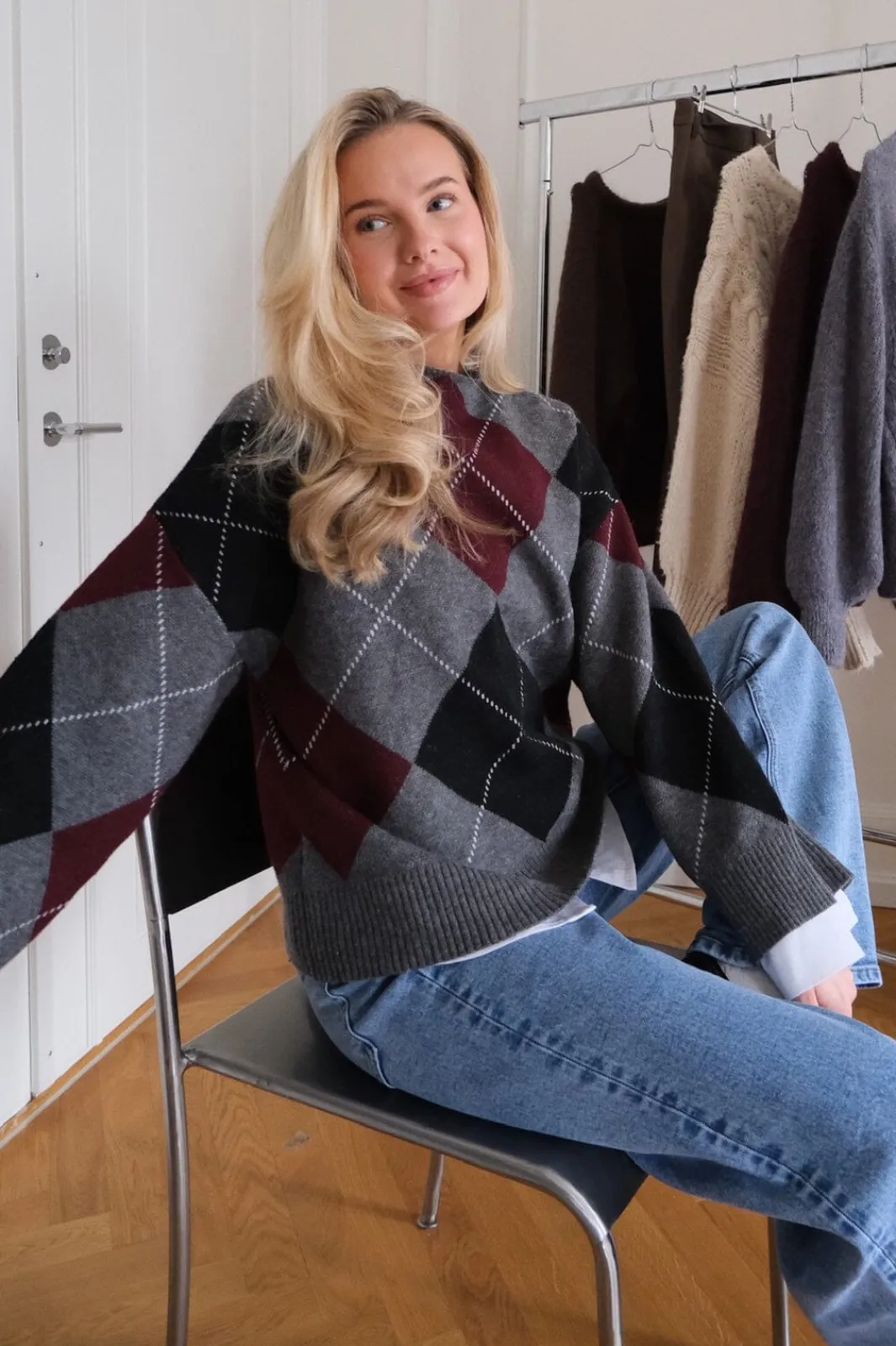 Sale BYIC Boletteic Pullover D078 Grey Argyle