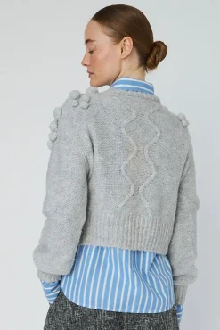 Best Stella Nova Cable Knit With Bobblestw54-3294 912 Light Grey Mélange