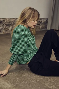 Outlet Co´Couture Calebcc Check Bow Blouse 35627 34 Green