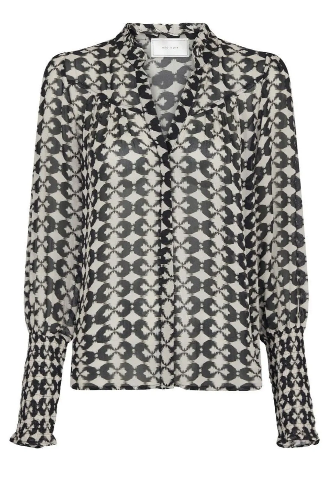 Best Neo Noir Camisa Graphic Print Blouse Black