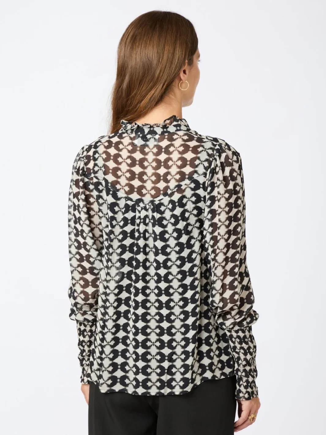 Best Neo Noir Camisa Graphic Print Blouse Black