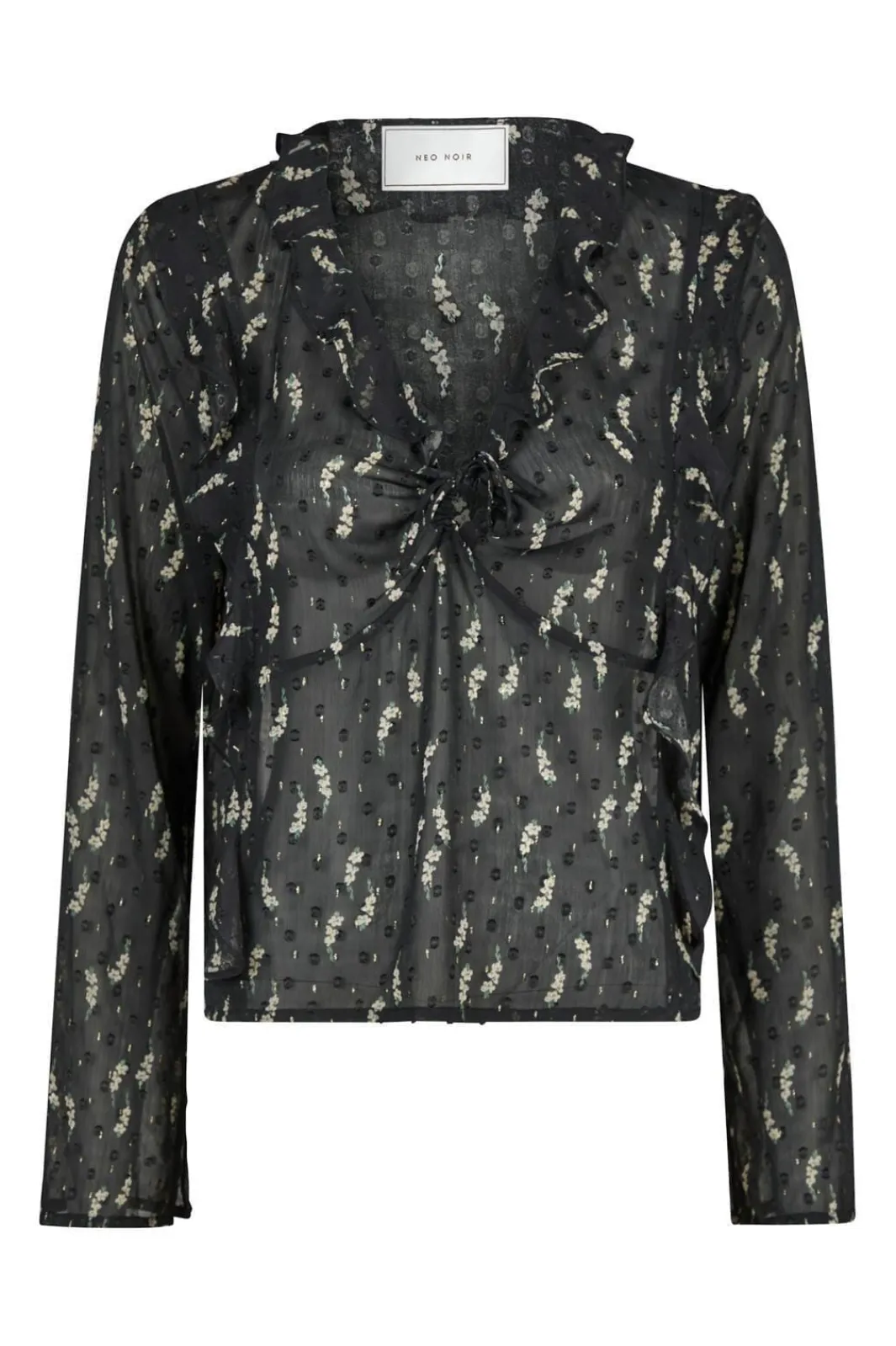 Hot Neo Noir Carola Flower Branch Blouse Black