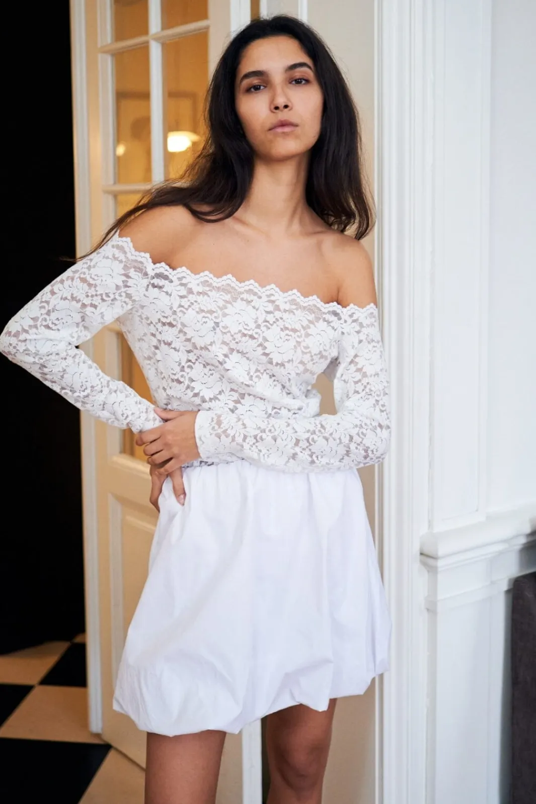 Online Neo Noir Casadi Lace Flower Blouse 162631 120