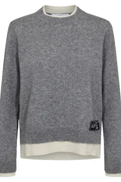 Clearance Haute L'Amitié Cash Two-In-One Pullover HL10302 Light Grey Melange/ Off-White