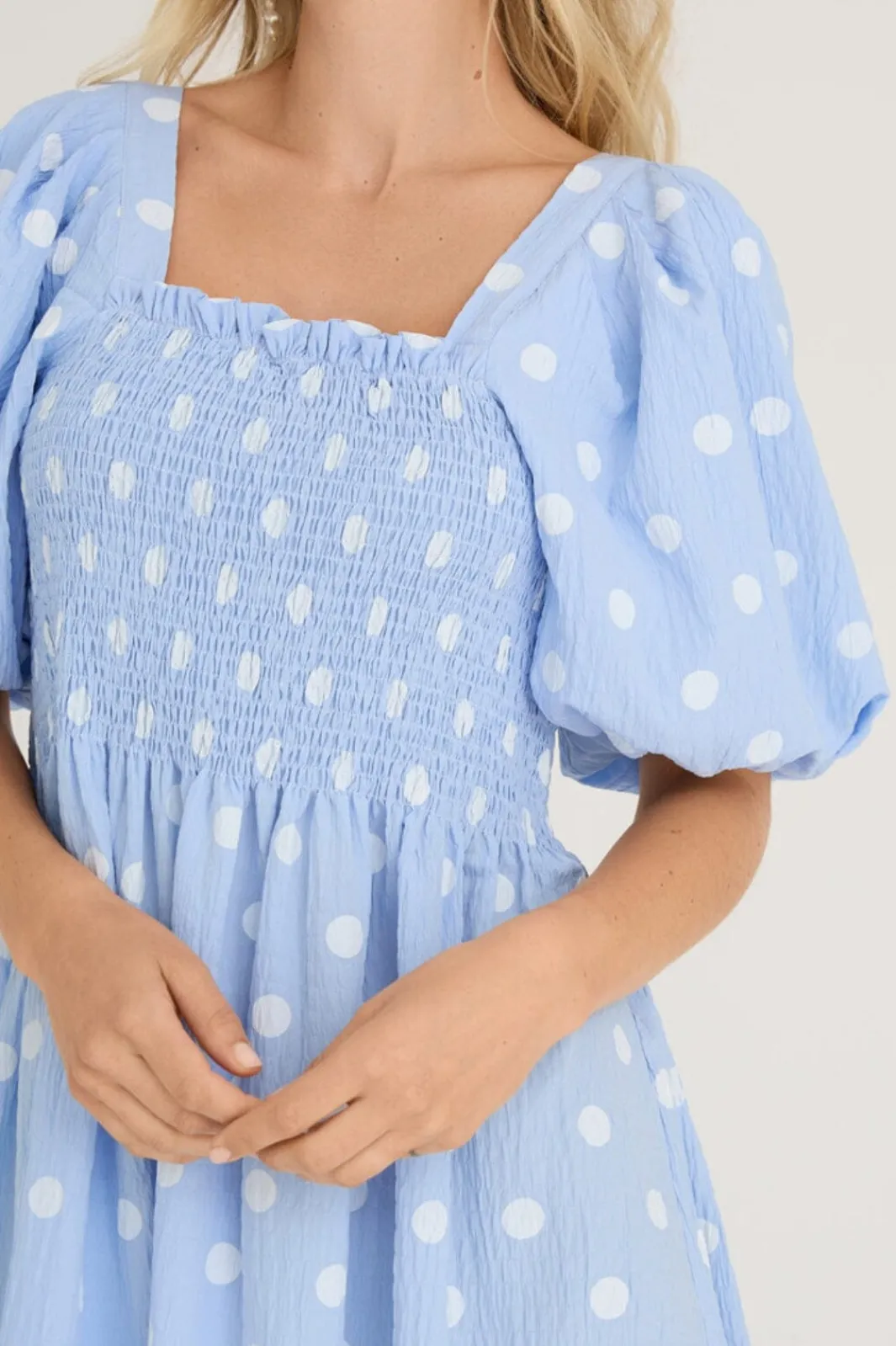 New A-View Cheri Dot Dress 091 Blue/White
