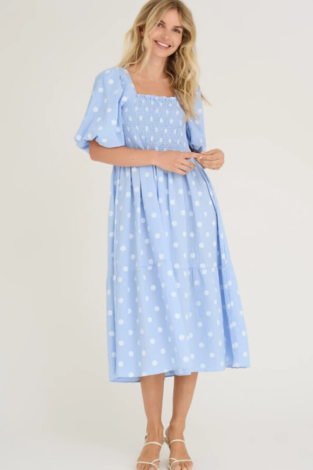 New A-View Cheri Dot Dress 091 Blue/White