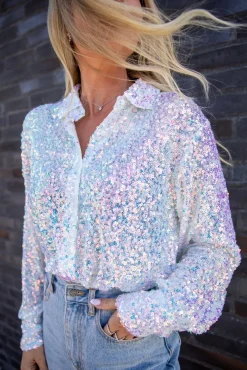 Discount Valentin Studio Classy Sequins Shirt offwhite