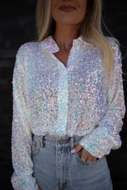 Discount Valentin Studio Classy Sequins Shirt offwhite