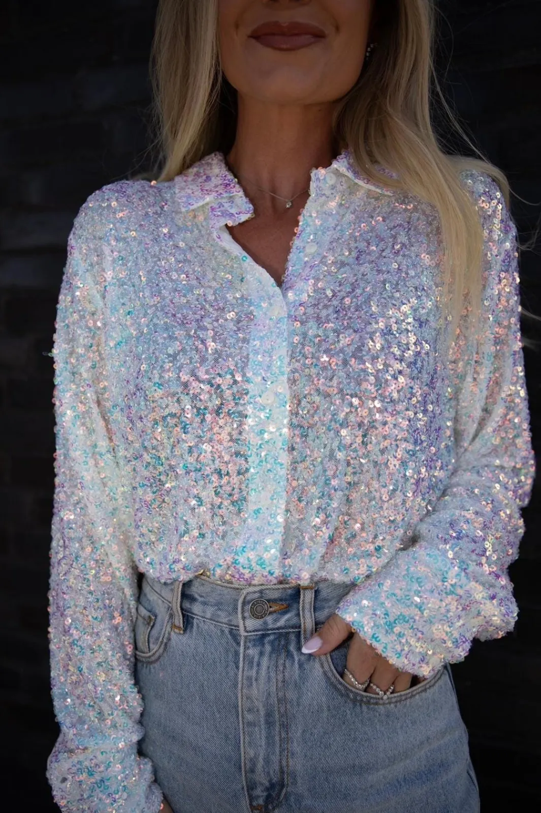 Discount Valentin Studio Classy Sequins Shirt offwhite