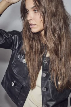 Best Haute L'Amitié Cocktail Leather Jacket HL10008 Black