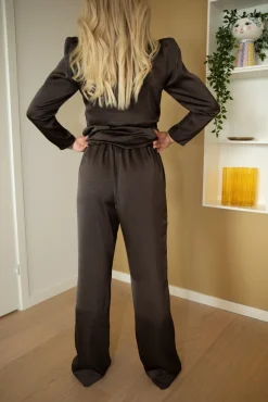 Discount Valentin Studio Comfy Pants Heavy Satin Dark Brown