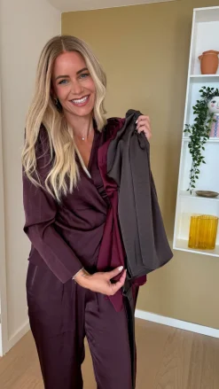 Discount Valentin Studio Comfy Pants Heavy Satin Dark Brown