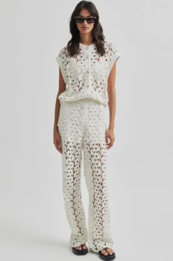 Online Second Female Coralie Knit Pants 59588 Light Grey Melange 7001