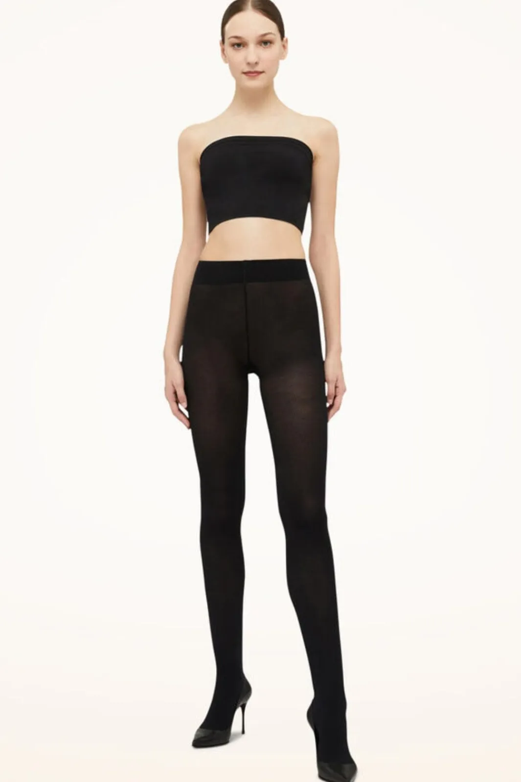 Outlet Wolford Cotton Rib Tights 7005 Black