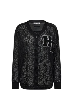 Clearance Haute L'Amitié Court Ls Lace Tee HL10529 Black