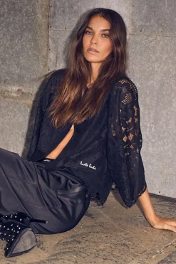 Sale Haute L'Amitié Curvey Lace Hem Bolero HL10221 Black