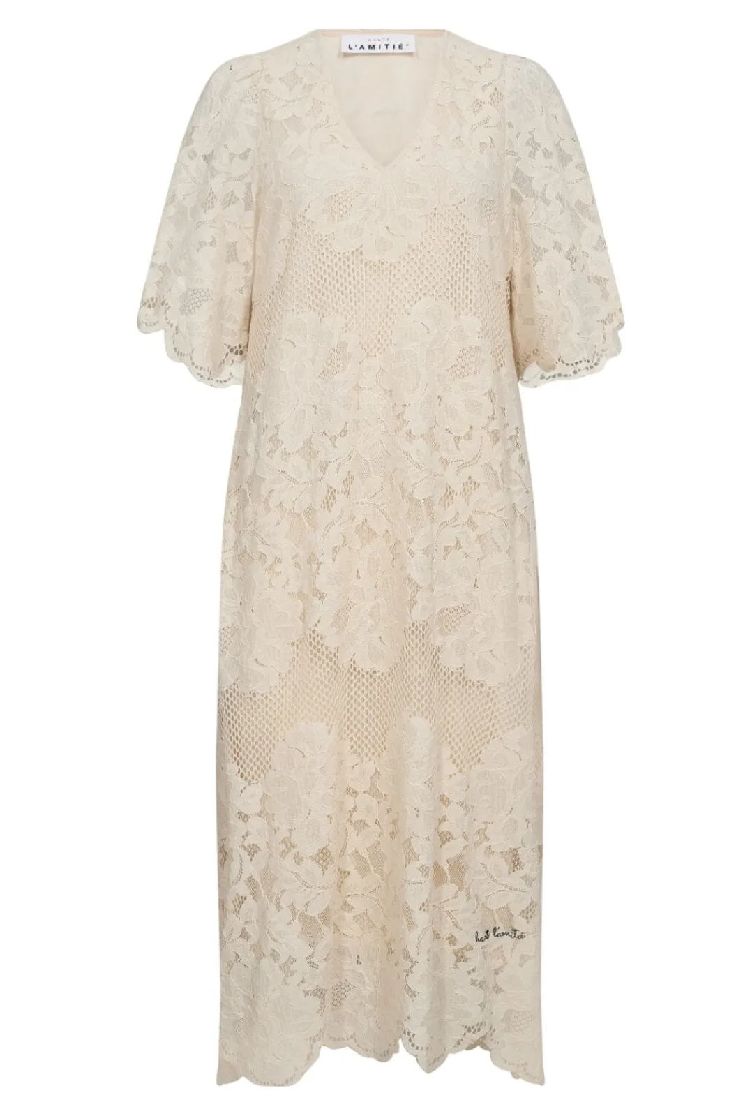 Online Haute L'Amitié Curvey Lace Hem Dress HL10009 Pearl