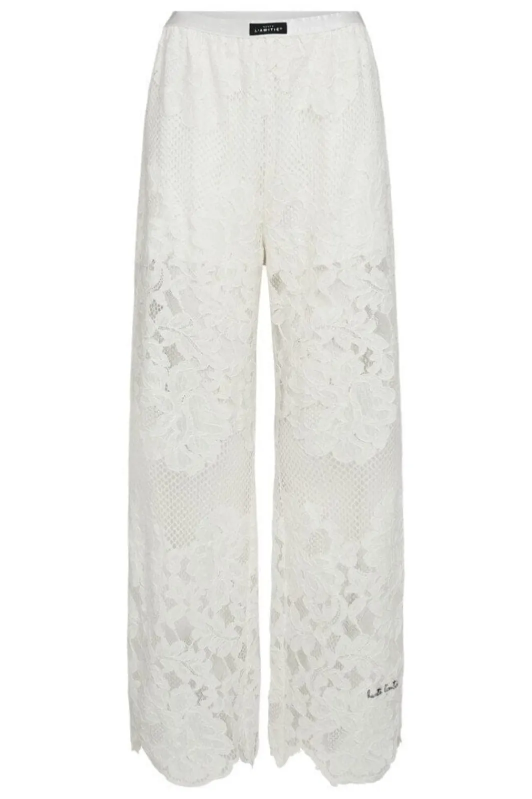 Sale Haute L'Amitié Curvey Lace Hem Pant HL10214 Off-White