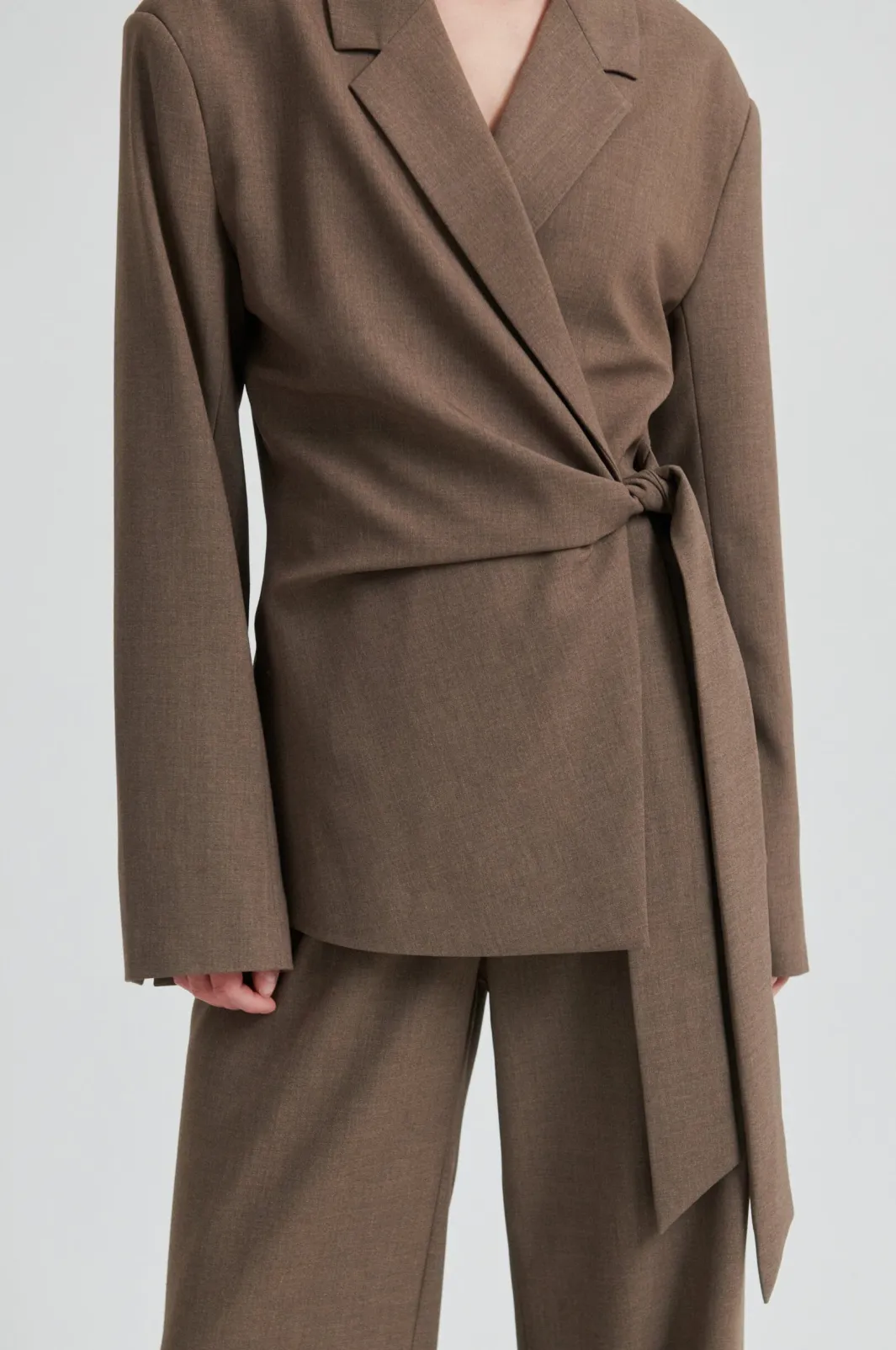 Hot Second Female Dakota Wrap Blazer 60407 6144 Mid Brown Melange
