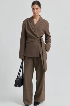Hot Second Female Dakota Wrap Blazer 60407 6144 Mid Brown Melange