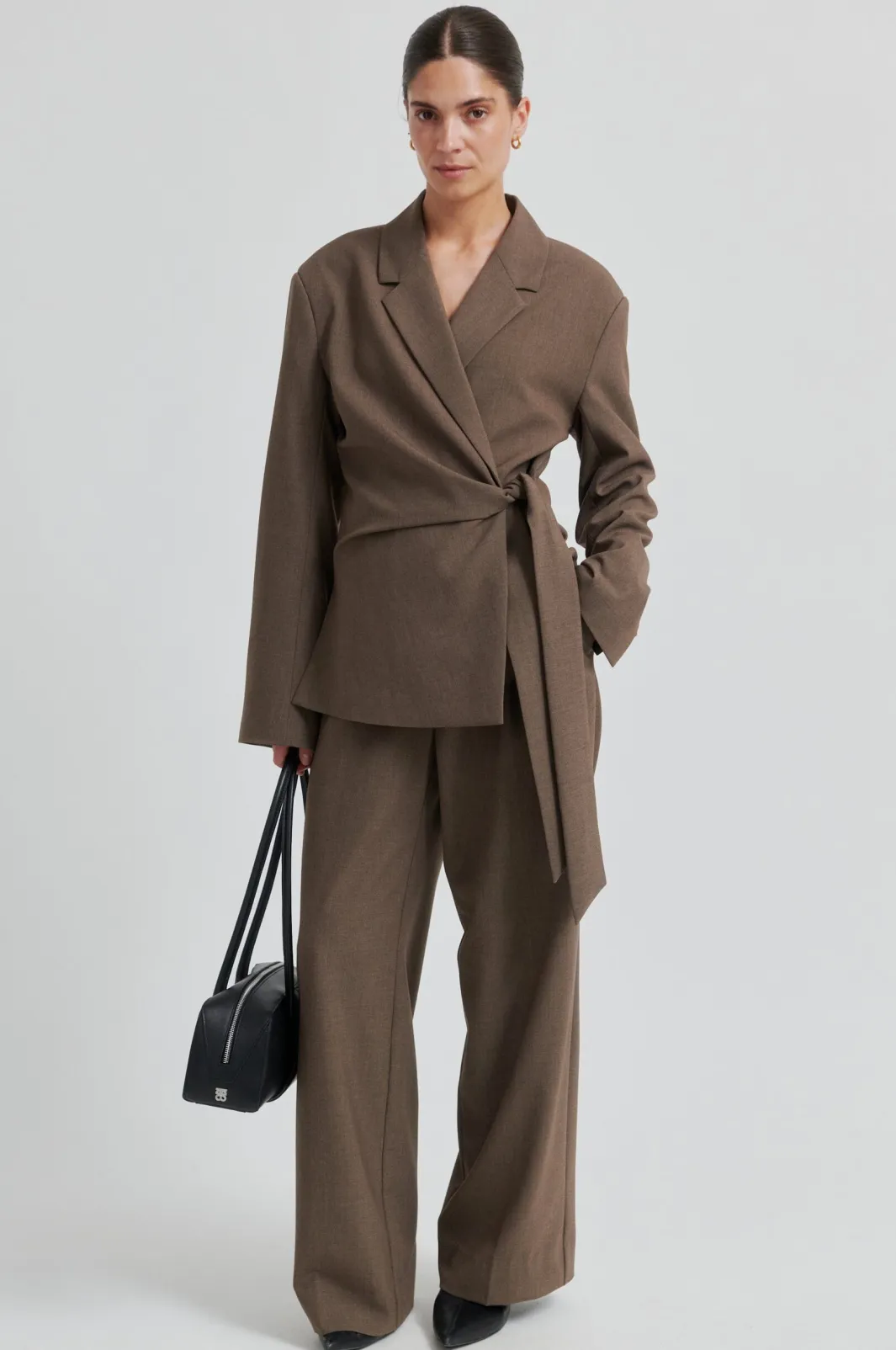 Hot Second Female Dakota Wrap Blazer 60407 6144 Mid Brown Melange