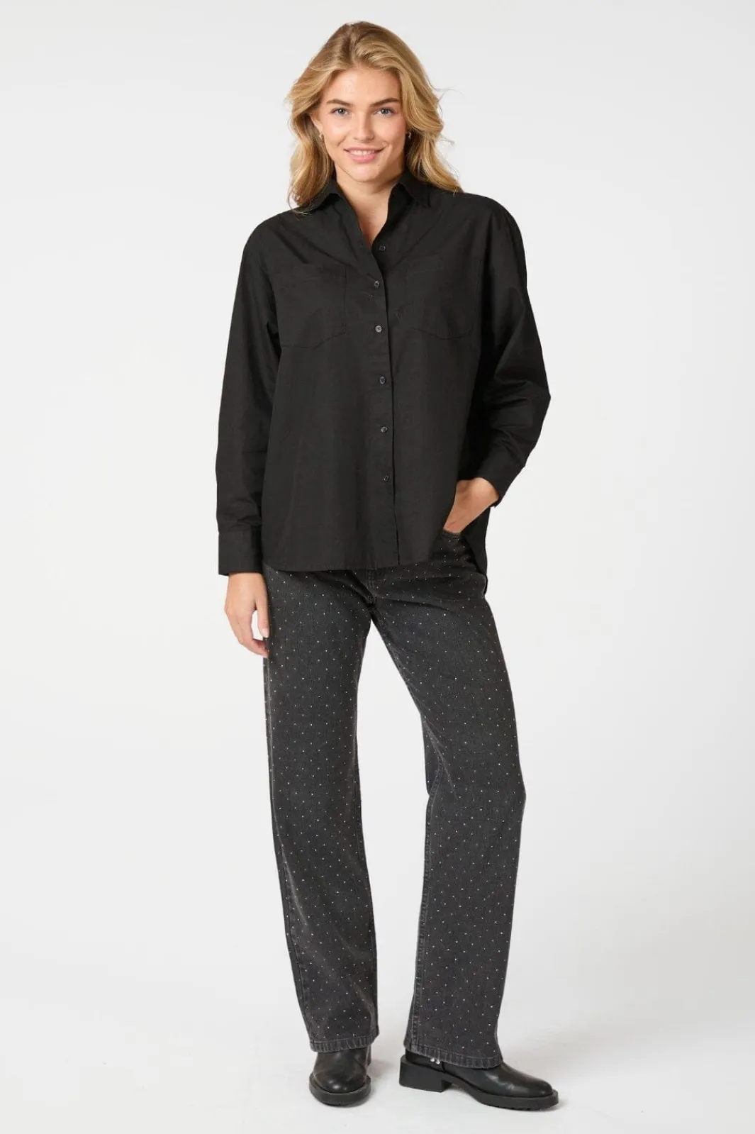 Clearance Neo Noir Dalma C Poplin Shirt 164332 Black