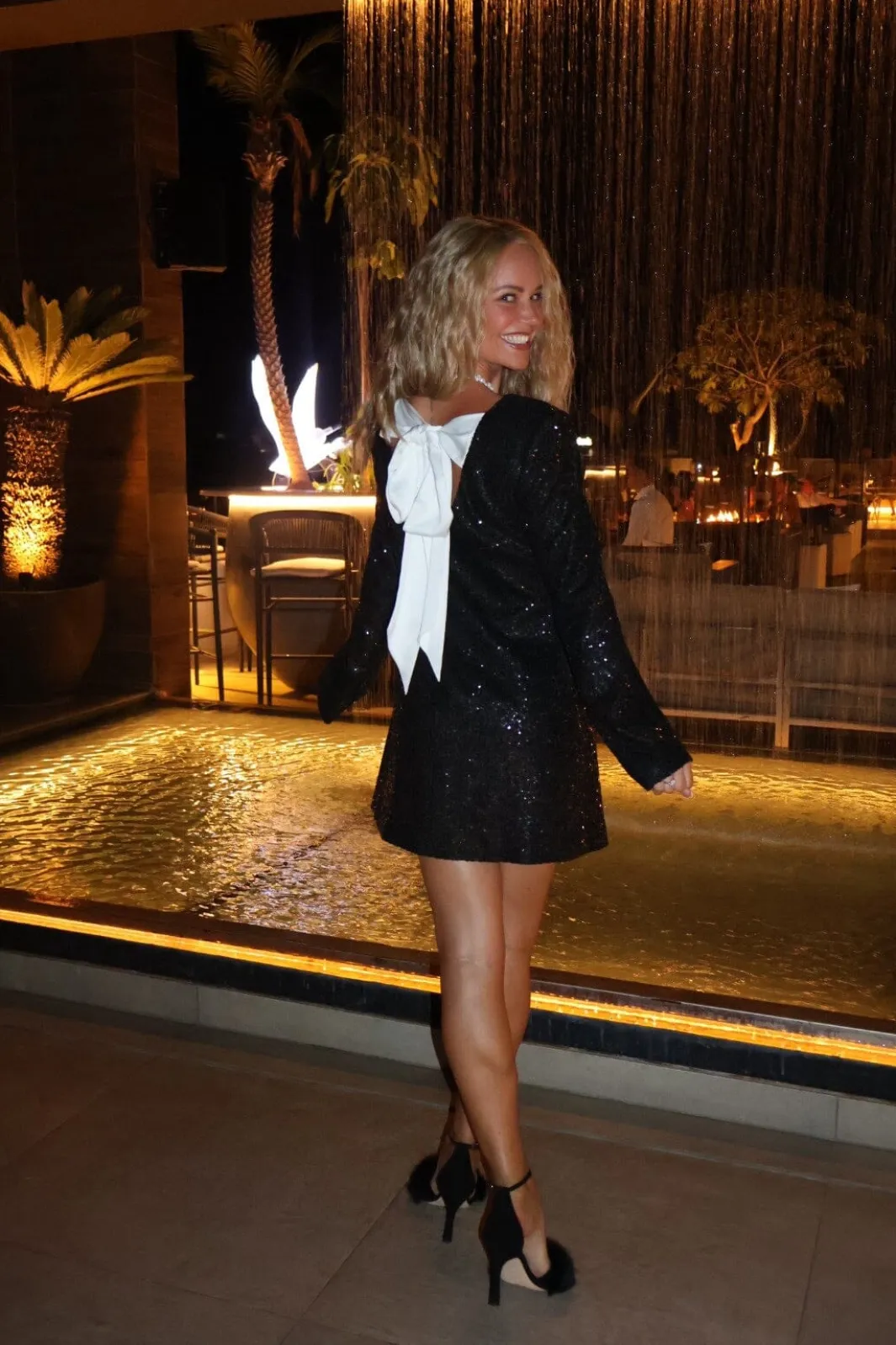 Clearance Valentin Studio Darling sequins dress black w/white