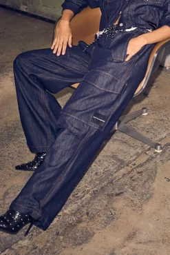 Hot Haute L'Amitié Denim Cargo Pull On Trouser HL10317 Dark Denim