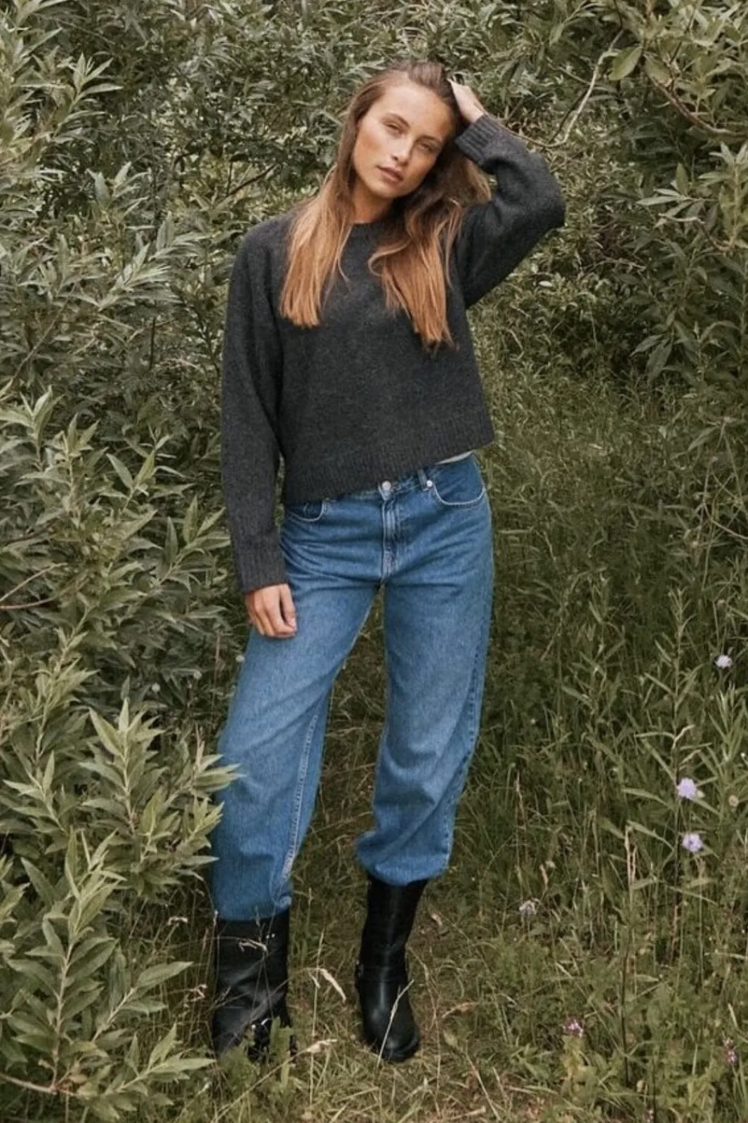 Neo Noir Detri Solid Knit Blouse Antracit
