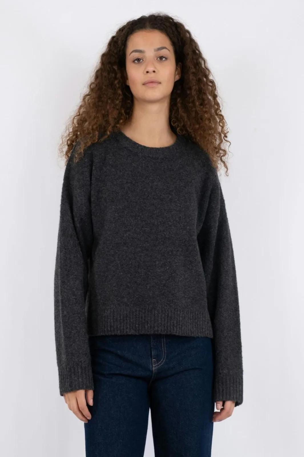 Neo Noir Detri Solid Knit Blouse Antracit