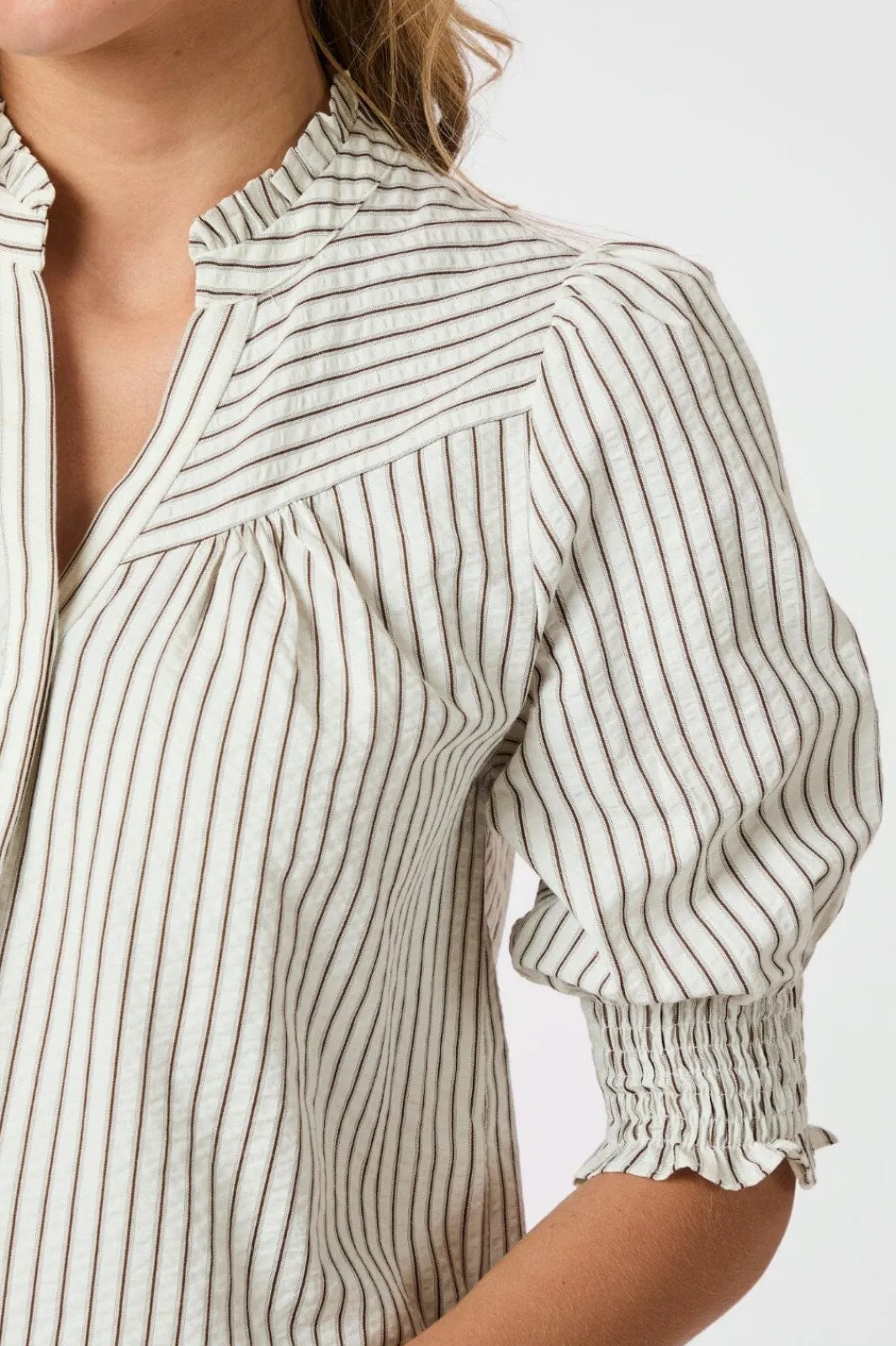 Hot Neo Noir Diana Crepe Stripe Blouse 165203 210