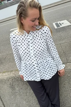 Best Dear Molly Dot Blouse 127510B White W.black Dots